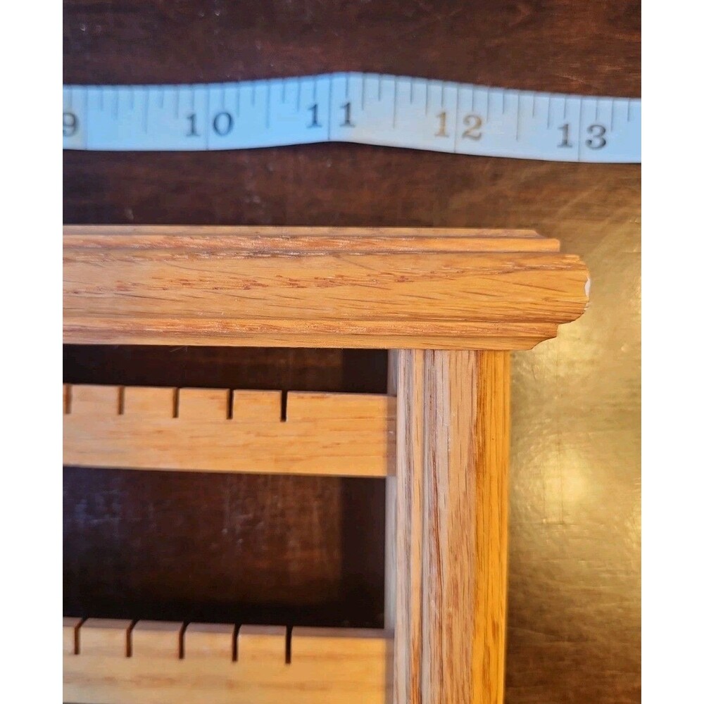Vintage Oak Wood Wall Mount Jewelry Organizer Rack Earrings Holder - Picture 4 of 8